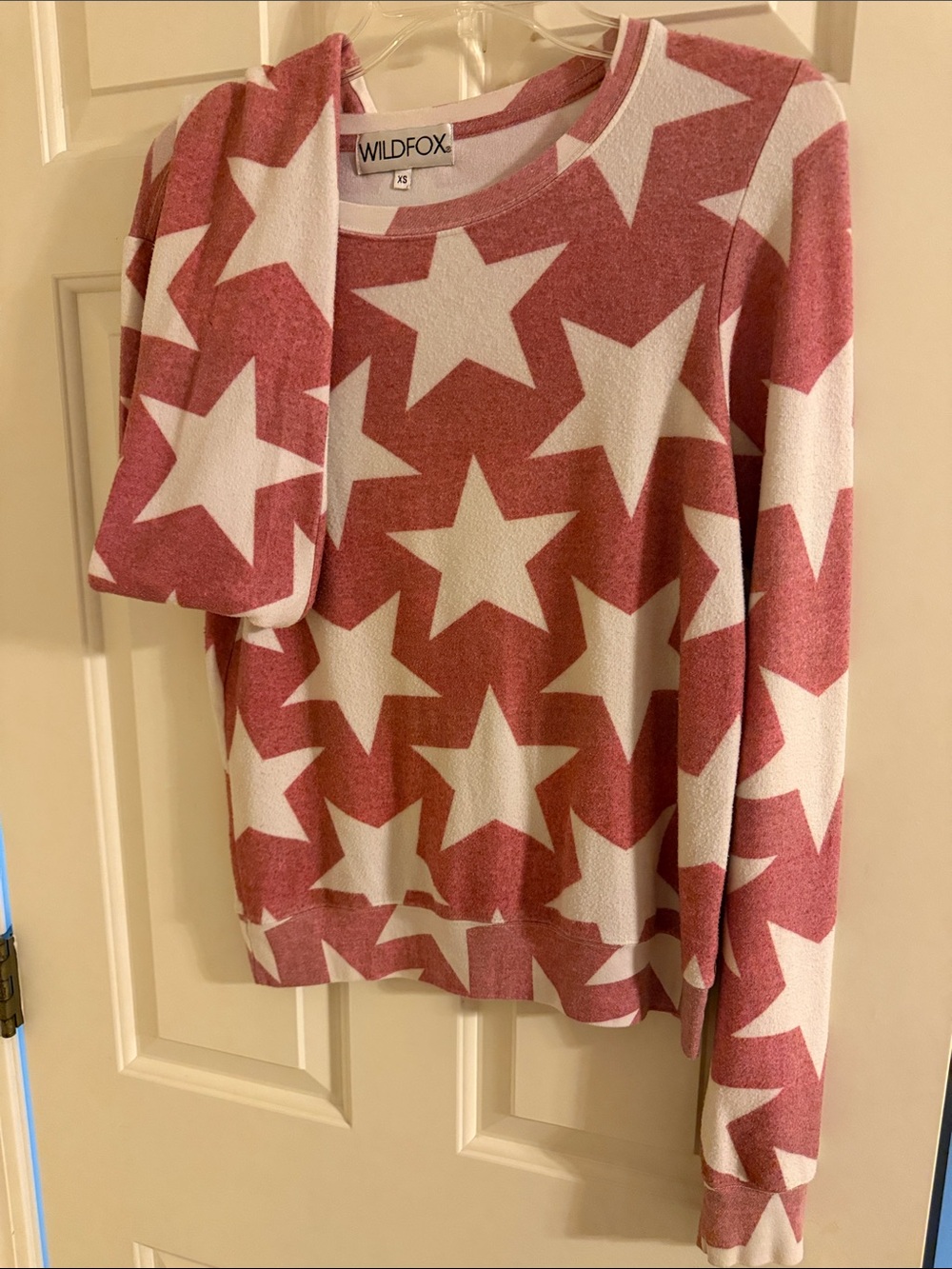 Wildfox Pink and White Star Crewneck Sweater